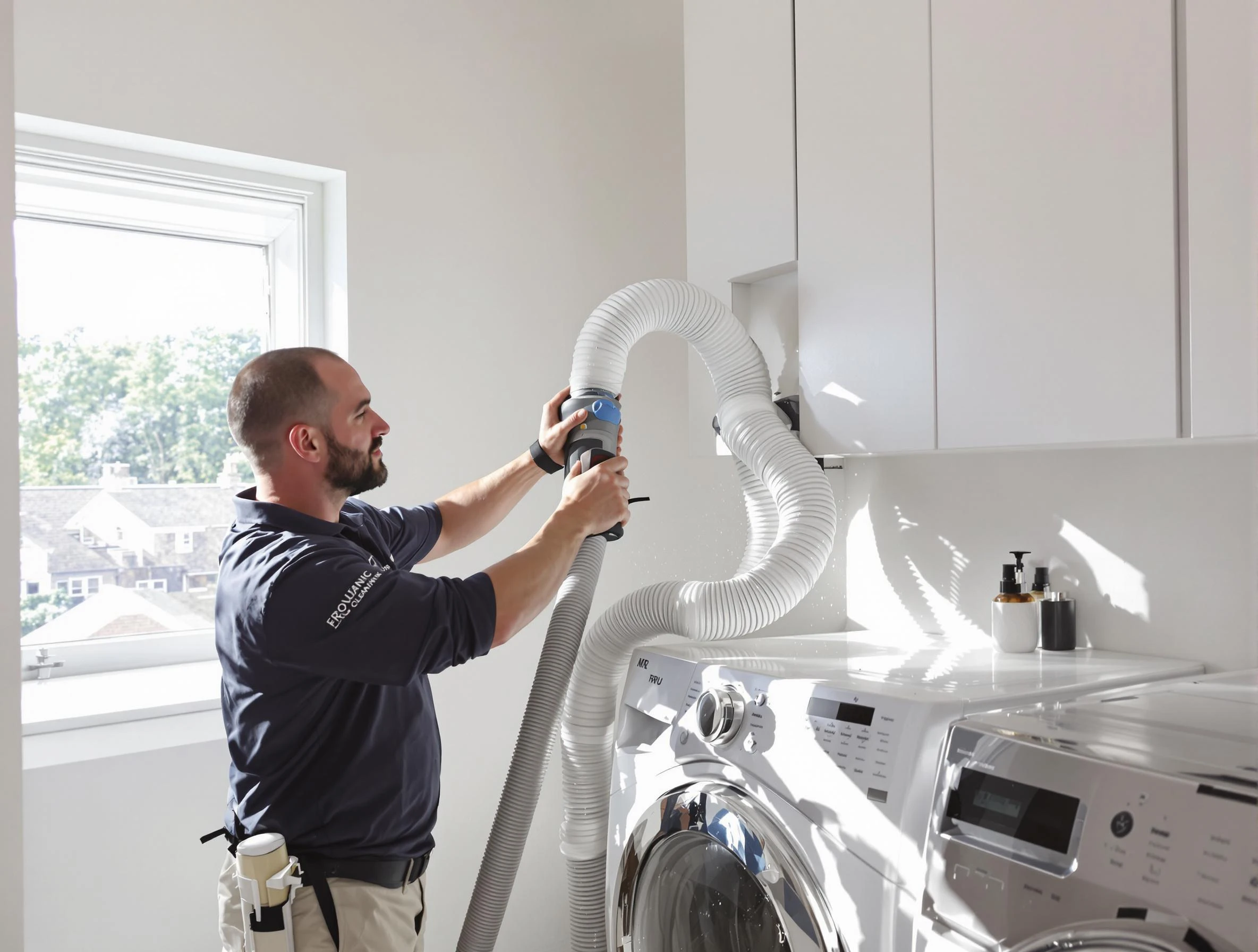 Certified Farr West Dryer Vent Cleaning technician performing dryer vent cleaning in Farr West